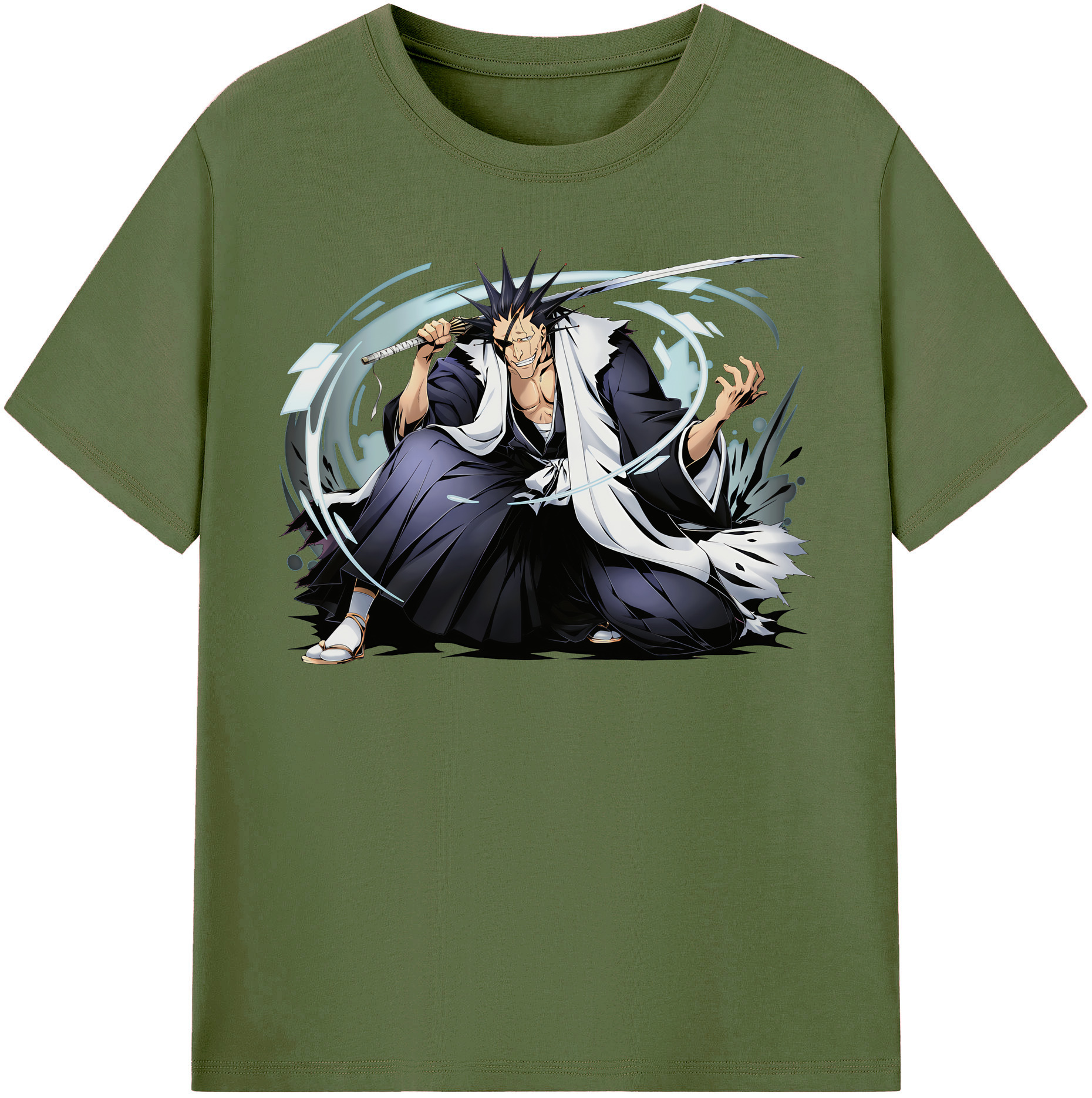 （画像用） ブリーチ ざらき けんぱち BLEACH Zaraki Kenpachi 綿100％半袖Tシャツ（フロントプリント）